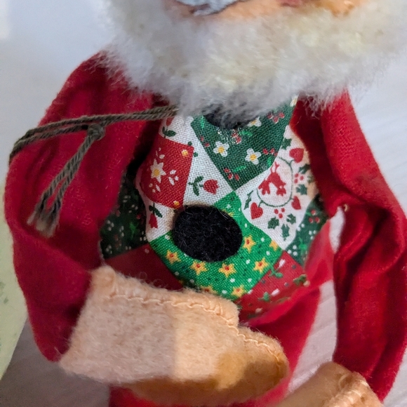 AnnaLee Santa Clause poseable doll VTG 1963 wearing a quilt pattern vest - Picture 9 of 10
